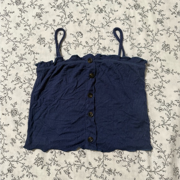 Navy Blue Button-Up Women's Top - Picture 1 of 2